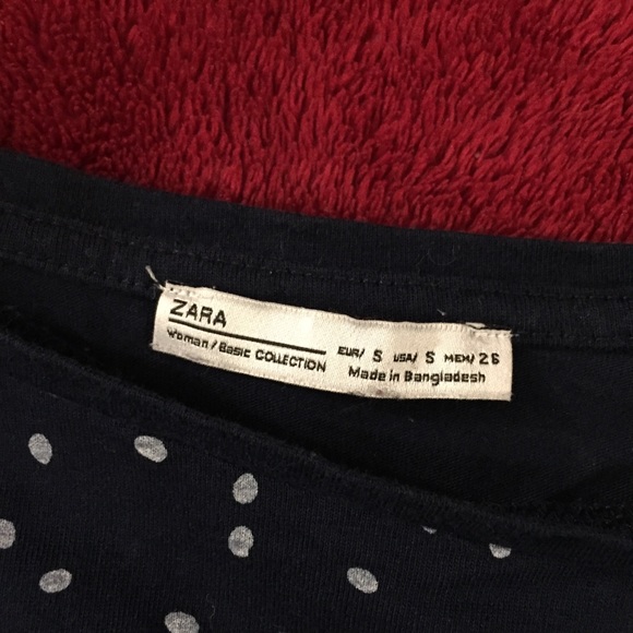 ZARA small navy blue top with white dot pattern - Picture 2 of 5